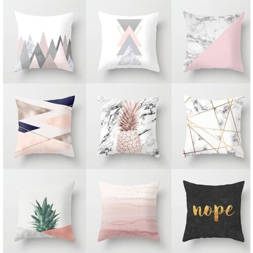45*45cm Pink Geometric Pillowcase Decorative Sofa Cushion Case Bed Pillow Cover Home Decor Car Cushion Cover Cute Pillow case