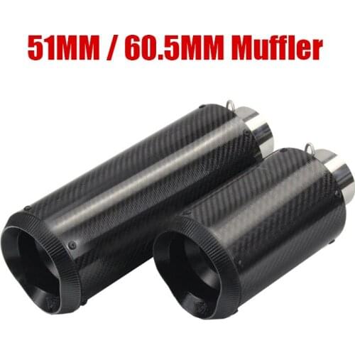51mm / 60.5mm Motorcycle Exhaust System Pipe Carbon Fiber Muffler Baffle Tips With Removable DB Killer Silencer For Universal