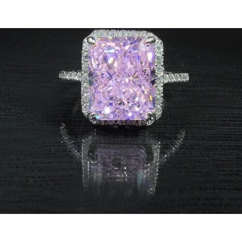 925 Sterling Silver Pink Created 3 Ct Moissanite Wedding Anniversary Ring Women Fine Jewelry Wholesale Rings Adjustable Size