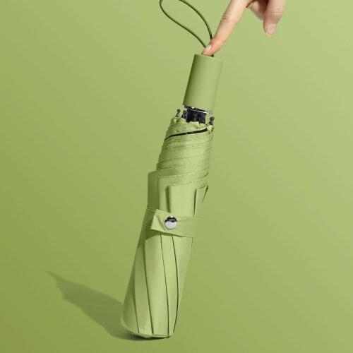 Artracyse Solid Color Umbrellas Women and Men Three Folding Umbrellas Retro Sun Umbrellas Rain and Sun Dual Use Umbrellas Sim