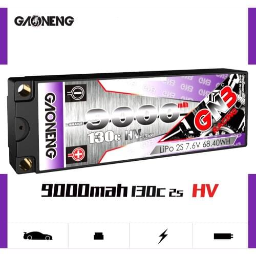 Gaoneng GNB 2S 9000MAH 7.6V HV 130C Hardcase LiPo Battery Pack XT60 XT90 EC5 Connectors T Plug for RC Car Four Drive RC Car Boat