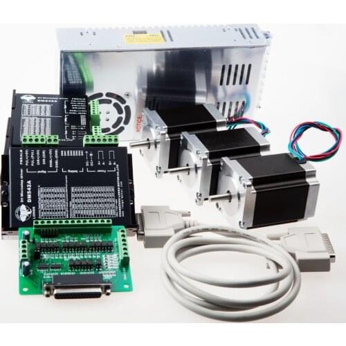 Free Ship to US/EU 3Axis Nema 23 Stepper Motor 270oz.in 23HS8430 3A DM542A Stepper Driver Power CNC Router Engraving