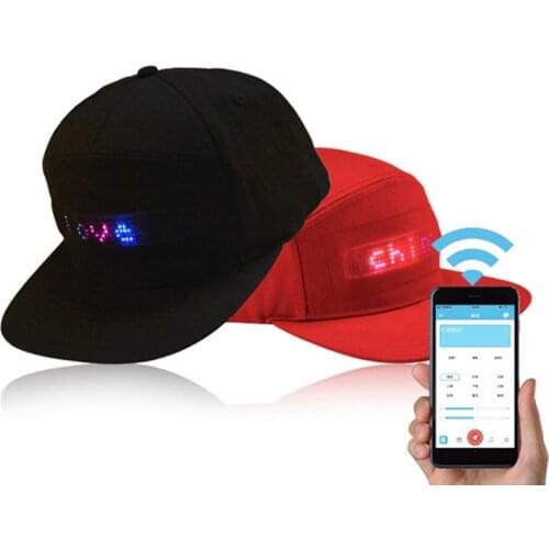 Unisex Bluetooth LED Mobile Phone APP Controlled Baseball Hat Scroll Message Display Board Hip Hop Street Snapback Cap