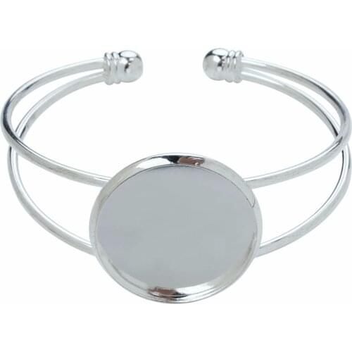 1pc 20mm 25mm Rhodium/Gun Black/Silver Color Oval Bracelet Bangle Blank Cabochon Base Trays Bezel Cabochon Base Cameo Bracelet