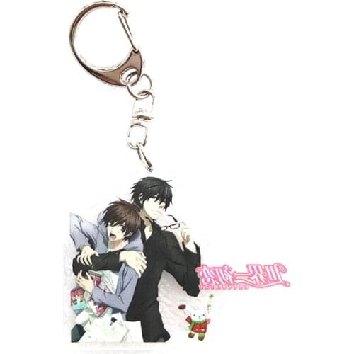 1pcs 6cm Fujoshi Anime Keychian Sekai-ichi Hatsukoi Onodera Ritsu Takano Masamune Doubleside Keychain Keyring Pendant