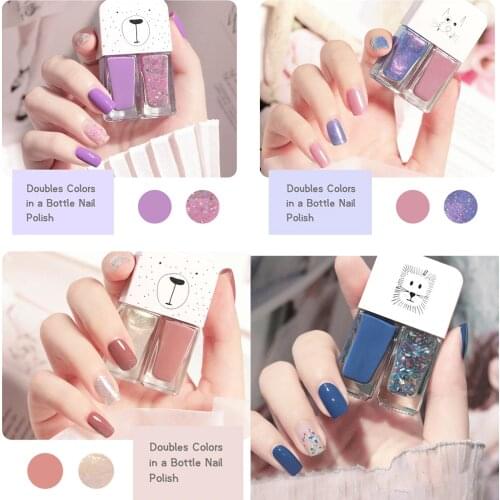 Two Colors Double Bottle Nail Polish Shiny Quick Dry Holographic Gel Nail Polish Set For Manicure Regular Uv Gel Nail Art