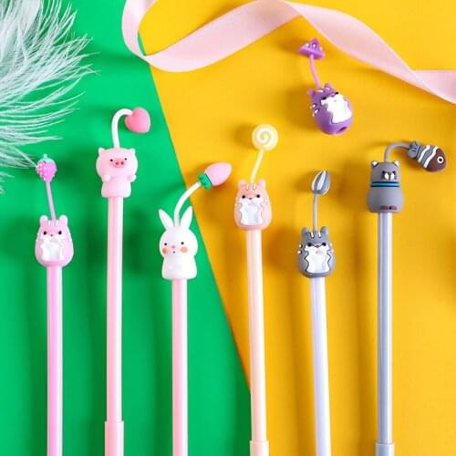 36 pcs/lot Hamster Cat Pig Rabbit Gel Pen Cute 0.38 mm black Ink Signature Pens Promotional Gift Stationery School Supplies