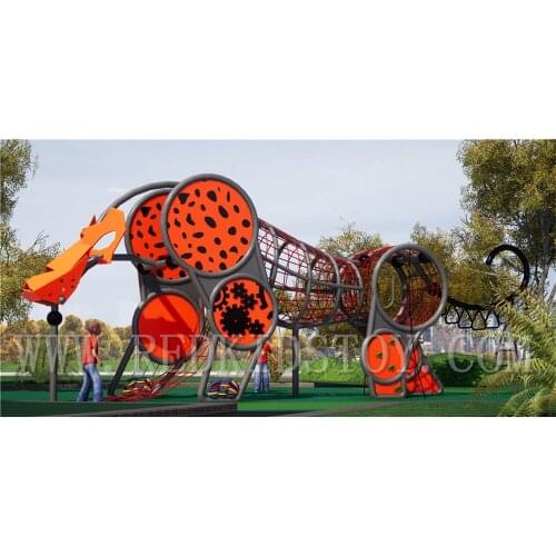 CE Approved City Cheetah Theme Park Playground With Monkey Bar and Rope Tunnel HZ-A026