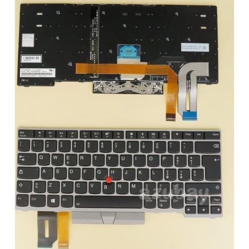 Italian Keyboard for Lenovo Thinkpad E480 E485 T480s L480 L380/Yoga T490 E490 E495 T495 L390/Yoga L490 P43s Backlit Silver Frame