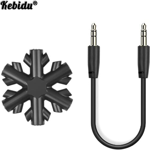 Kebidu 3.5mm Earphone Audio Splitter 1 Male to 1 2 3 4 5 Female Cable 5 Way Port Aux Music Sound Output Cables Headset Adapter