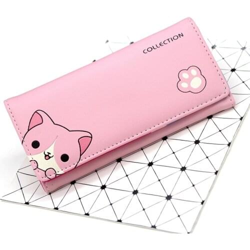BOTUSI CartonCat New Arrival Wallet Women Fashion Wallets Zipper Purse Coin Purse Card Holder Leather Women Purse Carteira Femme