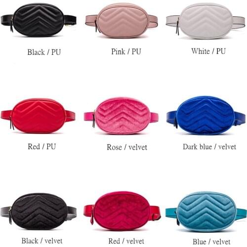 Leather Velvet Waist Bag 2021 Women Luxury Brand Mini Waist Purse Ladies Fashion Fanny Pack For Women Bag Belt Multicolor