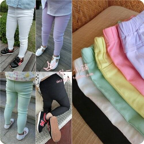 2020 new Spring autumn fashion candy colored baby girls leggings stretch pants wild Slim waist trousers kids clothes childrens
