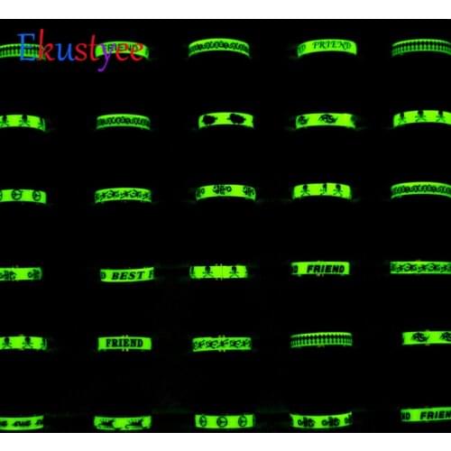 Hot Selling 24pcs Mixed styles Luminous Top Stainless Steel Rings wholesale jewelry lots drop shopping