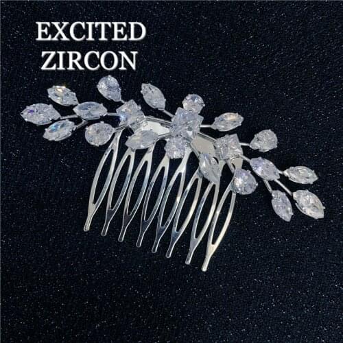 Fashion exquisite crystal wedding zircon hair comb luxury flower hairpin ladies and girls bridal jewelry hair accessories
