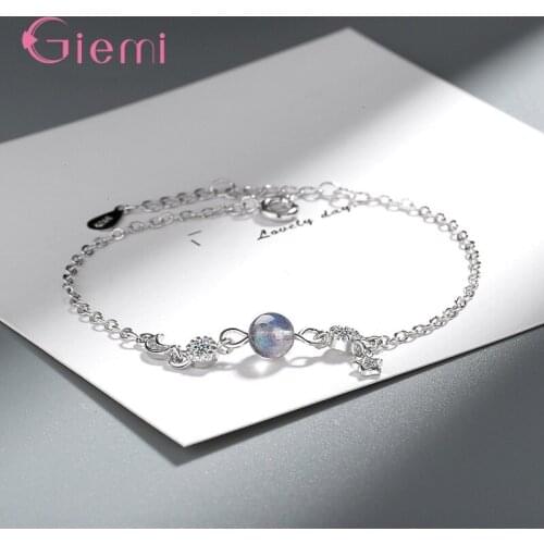Fashion Design Genuine 925 Sterling Silver Pendant Bracelet Korean Style Female Fashion Jewelry Crystal Bracket For Women