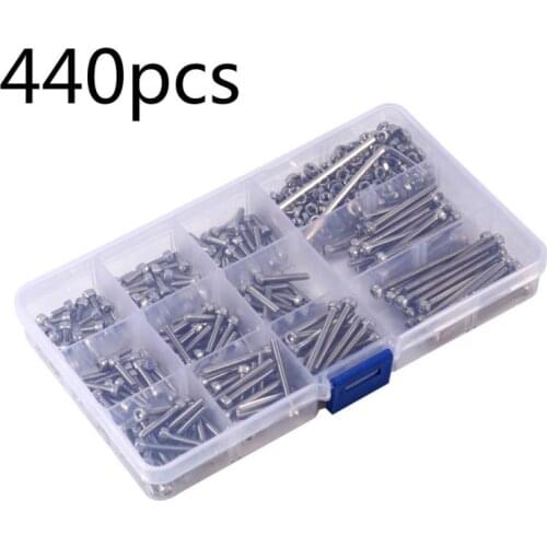 440pcs M3 304 Stainless Steel Hex Hexagon Socket Screw Nut Set Flat Head Thin Low Short Profile Head Cap Screw Bolt