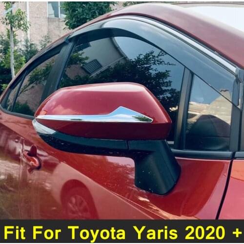Car Outer Door Rear View Mirror Rubbing Strip Cover Trim 2PCS ABS Fit For Toyota Yaris 2020 2021 Exterior Refit Kit