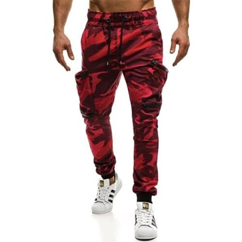 New Casual Harem Pant Men Camouflage Pleated Trousers European And American Style Fitness Sportswear Pant Pocket Stitching
