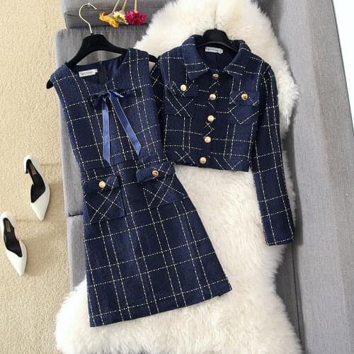 New spring and autumn fashion suits, dresses, short coats, small suits, tide, age reduction, thin woolen skirt, tide