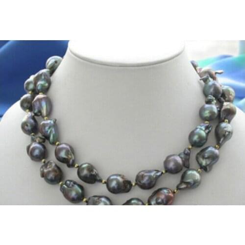 HUGE 34" baroque BLACK KESHI REBORN PEARL NECKLACE