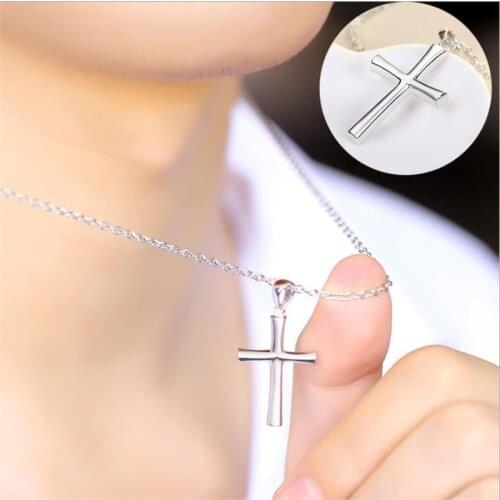 Popular Cross Pendant Necklace For Men Jewelry Top Quality Silver 925 Male Chain On Neck Accessories Women Choker Necklaces Lady