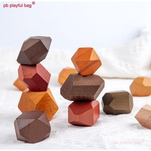 PB Playful bag Nordic wind big particle building block rockfill childrens education wooden toys cultivate patience gift UG03
