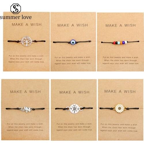 Handmade Braided Charm Bracelet for Couples Geometric Map Elephant Compass Nazar Evil Blue Eye Friendship Jewelry Gift