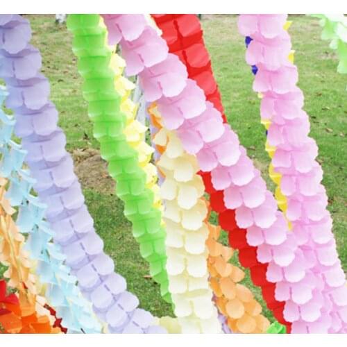 Hanging Garland Four-Leaf Clover Garlands Paper Flowers Tissue Wedding Party Decor Christmas decoration 3.6m Reusable 21color