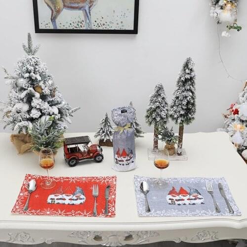 Merry Christmas Decoration for Home Christmas Table Placemat Decor Christmas Wine Bottle Cover Navidad Ornaments New Year Gifts