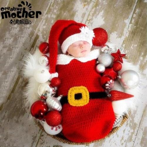 Handmade Newborn Photography Props Infant Baby Photo Props Newborn Crochet Outfits Accessorie Photographe Christmas Baby Costume