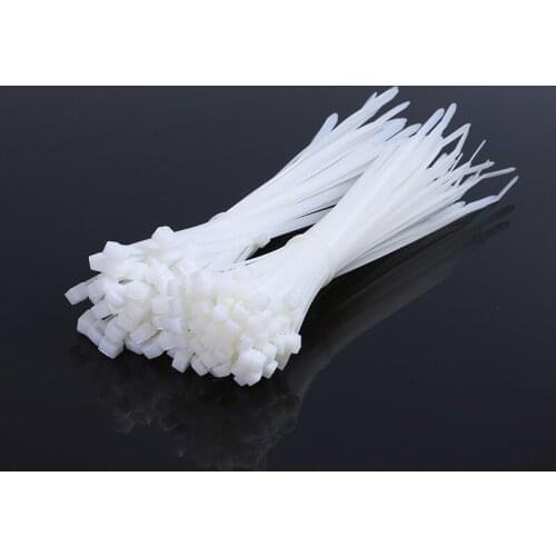 Self-locking plastic nylon tie 100 PCS black and white cable tie fastening ring cable tie zip wraps strap nylon cable tie