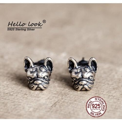 HelloLook 925 Sterling Silver Cartoon Animal Bulldog Earrings Jewelry Hypoallergenic Cute Puppy Earring