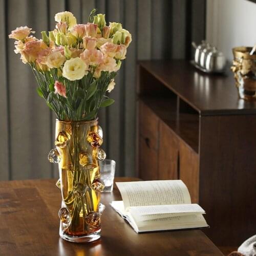 Vase Home Decor Flowers Vase Nordic Style Flower Arrangement Art Home Living Room Decor Manual Blown Glass Vase Decorate