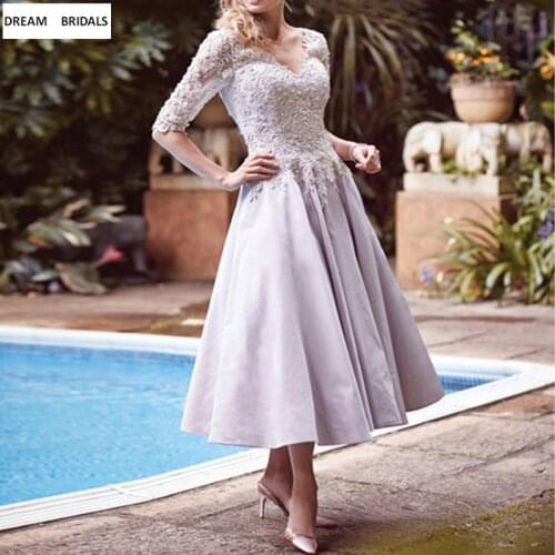 Vintage A-Line V-Neck Vestido De Madrinha Appliques Beading Crystal Lace Mother of the Bride Dresses 2019 For Wedding Party