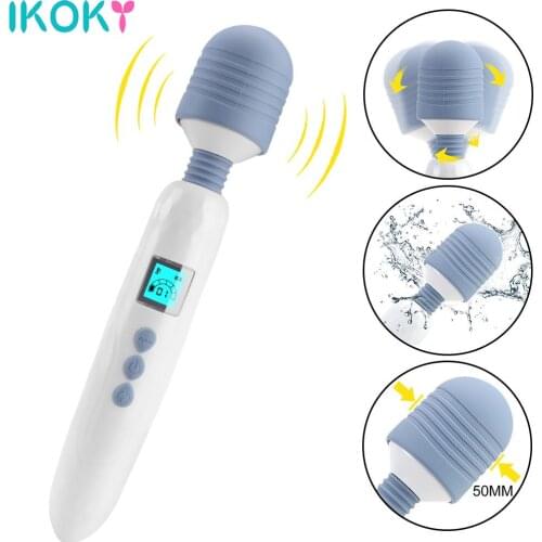 Magic Wand Clitoris Stimulate Heated G Spot Vibrator 36 Speed LCD AV Stick Vibrator Female Masturbation Massager