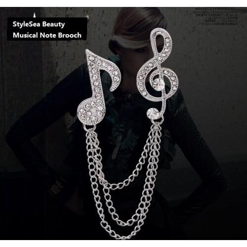 Top Quality 2016 Unique Design Musical Note Rhinestone Brooch Pin,Elegant Chain Brooch Scarf Buckle, Brooches for Women Broaches
