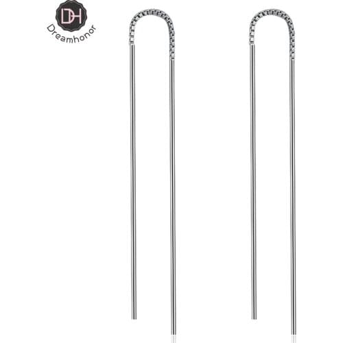 Dreamhonor Long Tassel Drop Earrings 925 Silver Color 2021 Fashion Hanging Women Earrings Summer Jewelry Girls Party Gift