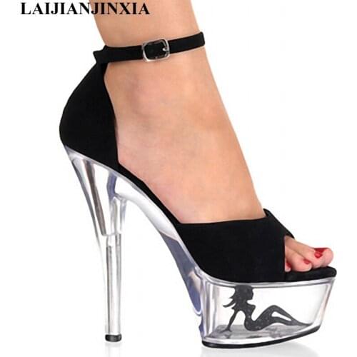 New women Heels sexy stilettos female sandals 15cm super high heels waterproof Taiwan show catwalk shows nightclub Dance Shoes