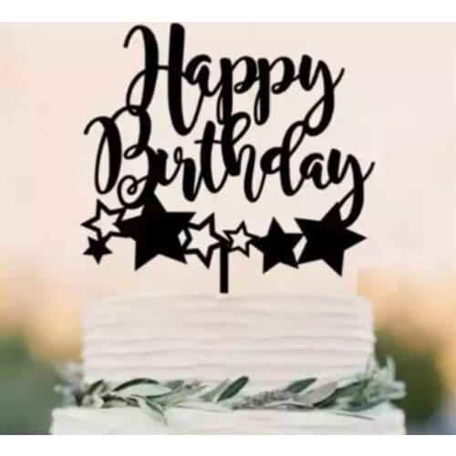 Gold Mirror Cupcake Topper for Kids Birthday Party Cake Baby Shower Decorations Happy Birthday Cake Topper Acrylic