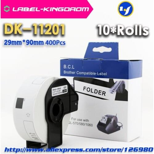 10 Rolls Compatible DK-11201 Label 29mm*90mm Compatible for Brother Label Printer All Come With Plastic Holder 400Pcs/Roll
