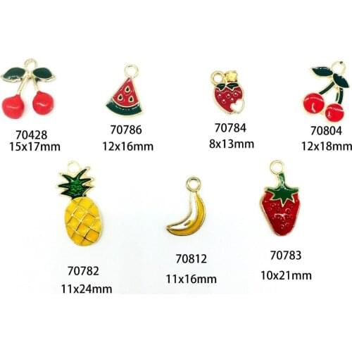 DIY 10pcs Enamel Fruit series pineapple Strawberry Alloy Charm Gifts Making key chain Bracelet Necklace diy Jewelry Accessories