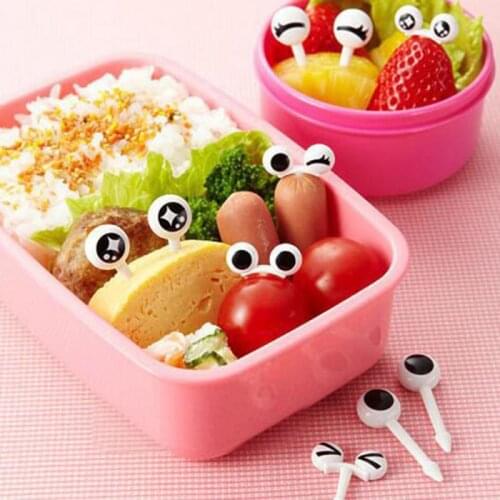10Pcs/Set Mini Skewers Cute Cartoon Eyes Kawaii Lunch Bento Box Food Fruit Picks Fork Sticks Buffet Sandwich Toppers Decor