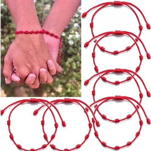 2/4/6PCS 7 Knots Red String Bracelet For Couple Protection Good Luck Amulet for Success Handmade Rope Friendship Bracele