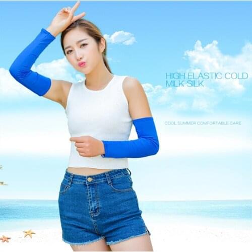 2Pcs Elastic Arm Protection Sleeve Touch Chill UV Protection Cycling Arm Sleeves for Fishing