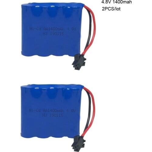 2PCS 1400mAh 4.8V Ni Cd Rechargeable Battery AA Nicd Batteries SM Connector 4.8 V 1400 mah battery for RC toys car toy battery