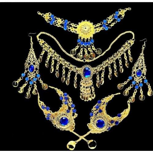 2016 Indian women belly dance wear belly dance accessories Necklace Jewelry Set 5 color hot sell wholesale