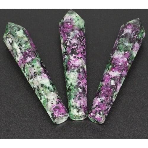 3PCS 50x10MM Unique Natural Ruby Zoisite Crystal Hexagon Column CAB Cabochon