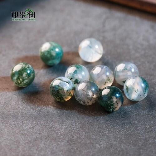 4/6/8/10/12mm Natural Green Aquatic Grass Agates Stone Beads Pick Size Round Loose Beads DIY Bracelet For Jewelry Making 21003