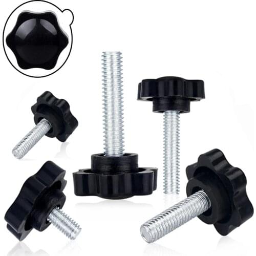 5/10pcs M5 M6 M8 Thread Star Shaped Head Thread Clamping Screw Bolt Knob For Industry Equipment Plastic Carbon Steel
